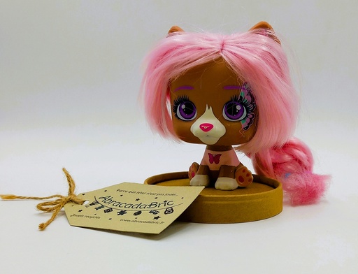 Chat avec cheveux rose 11cm