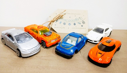 Lot x5 petites voitures oranges / bleues