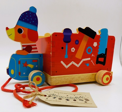 Chariot chien en bois à tirer - DJECO