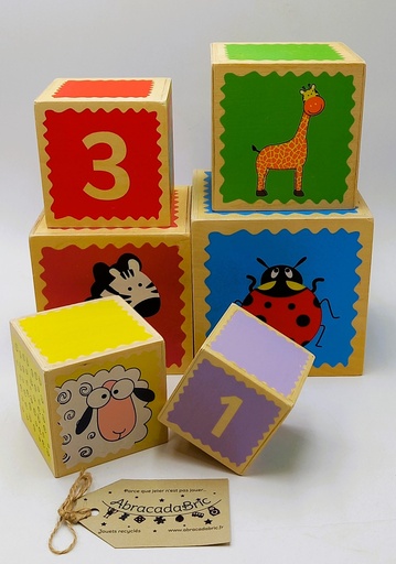 Mes cubes à empiler et encastrer en bois X6