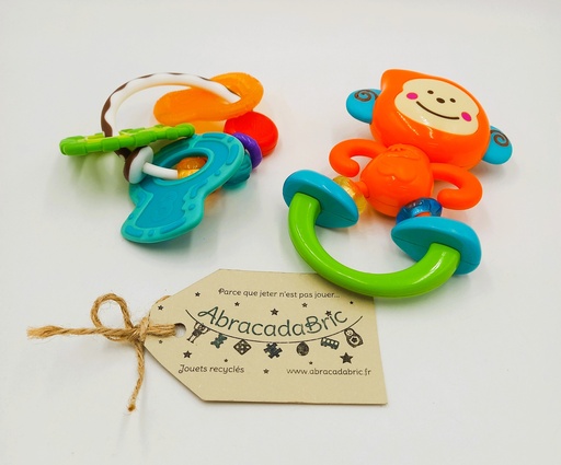 Lot 2 Hochets singe orange et clés - BLUE BOX