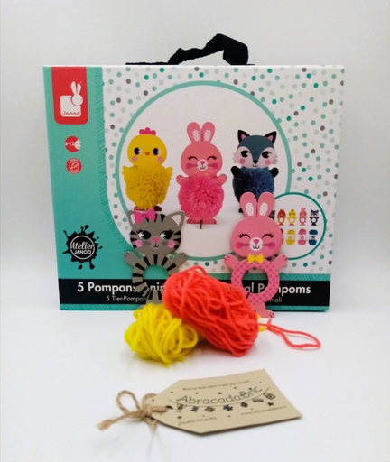 5 Pompons animaux-JANOD