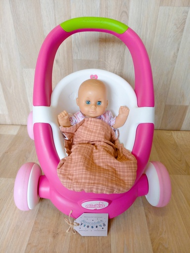 Ma poussette trotteur Minikiss et mon poupon 33cm - SMOBY
