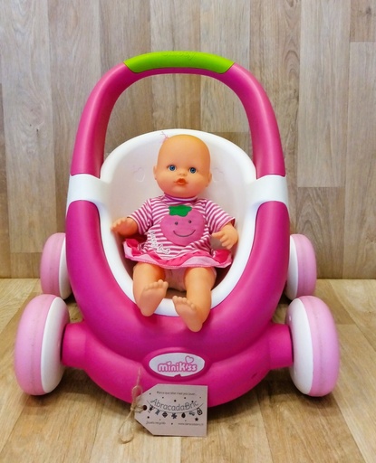 Ma poussette trotteur Minikiss et mon poupon 33cm - SMOBY