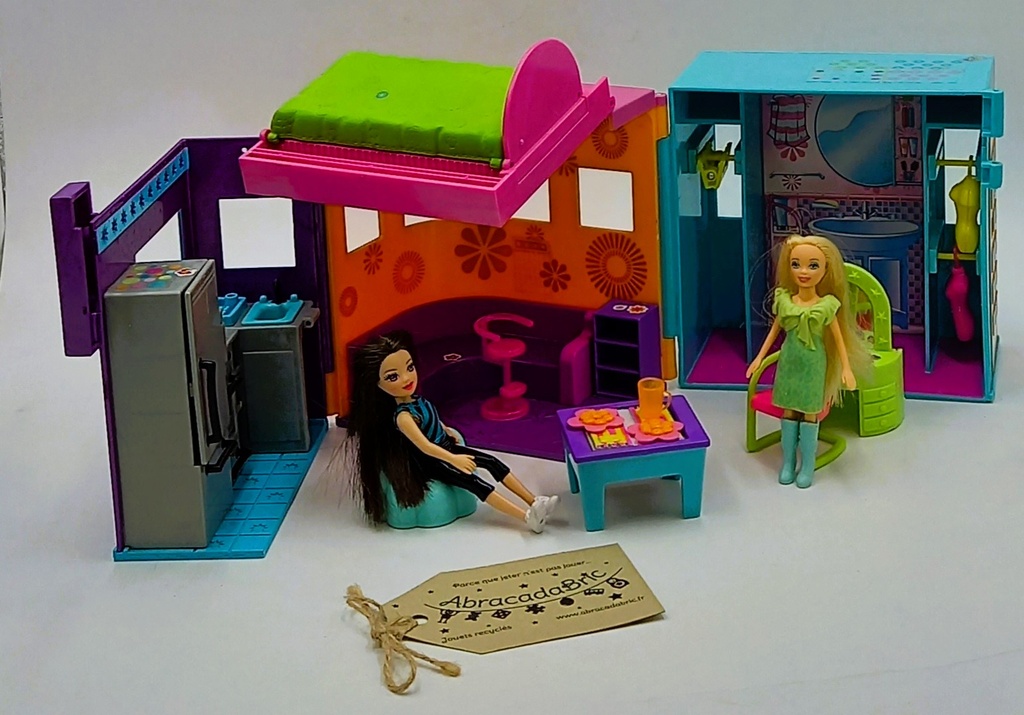 Maison De Poupée Polly Pocket Vintage Avec Plein De Petits Meubles - Marque Blue