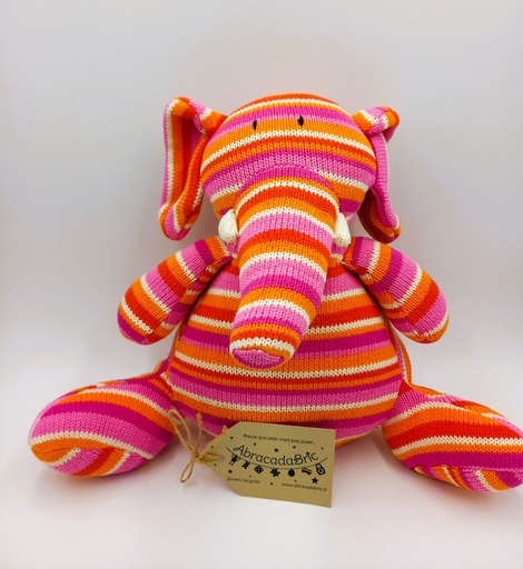 Éléphant en laine multicolore 29cm - SiA