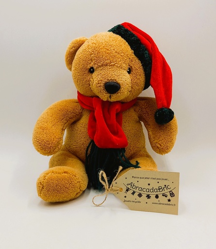 Ours bonnet et écharpe rouge 32cm - FRANCE LOiSiRS