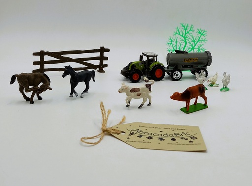 Animaux de la ferme avec tracteur 11 pièces