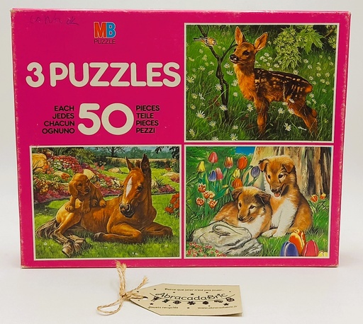 Puzzle "animaux" vintage 2x50p - MB PUZZLE