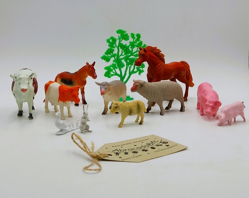 Lot animaux de la ferme aux couleurs vives (12 pièces)