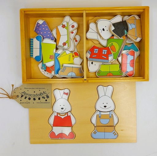 Mr et Mme Lapin en bois à habiller -VERTBAUDET