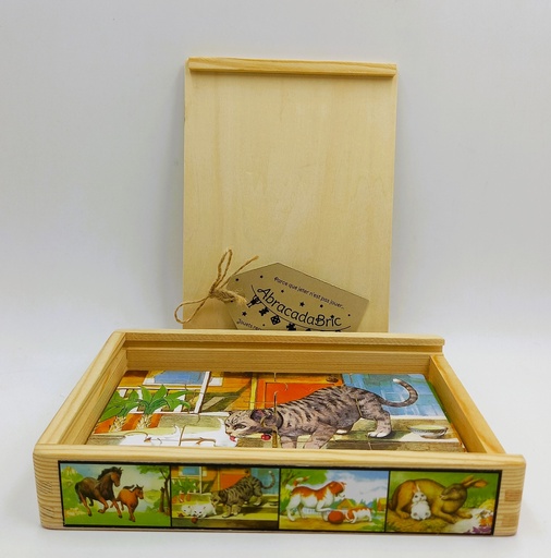 Coffret de 4 puzzles en bois animaux 4x12p