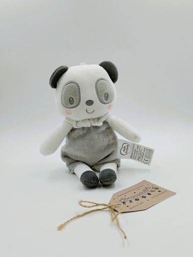Doudou panda gris et blanc 24cm - MOTS D'ENFANTS