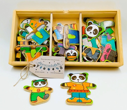 OKOÏA-Puzzle en bois "famille ourson à habiller"