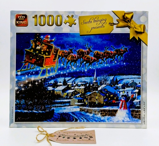 Puzzle "le père Noël en traineau avec ses rennes" 1000p - KiNG 