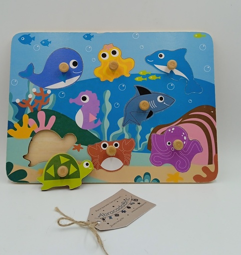 Puzzle encastrement en bois "animaux de la mer