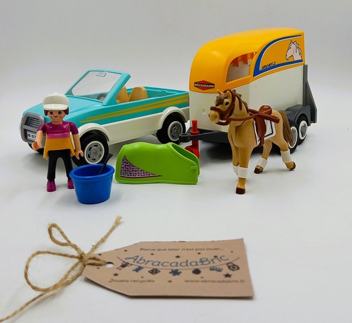 Voiture remorque avec cheval  - PLAYMOBiL 
