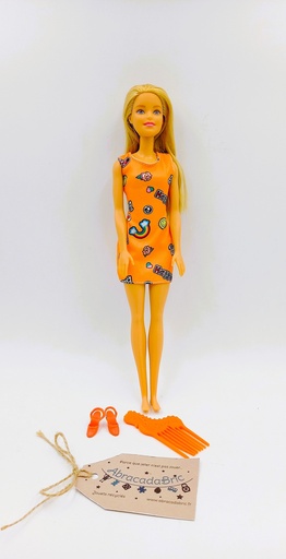 Barbie avec robe orange - MATTEL  