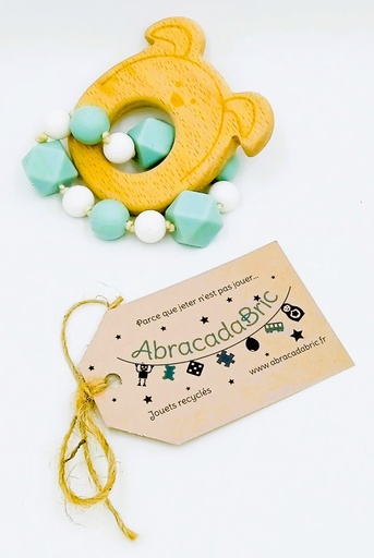 Anneau de dentition en bois et perles de silicone 