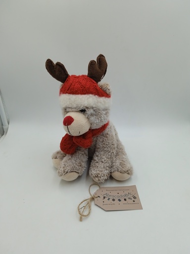 Peluche de Noël ours avec echarpe et bonnet 21cm - ATMOSPHERA 